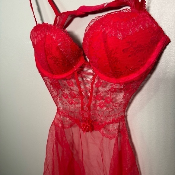 Victoria secret gorgeous glitter lingerie w bows and lace up ribbon detail S - Picture 4 of 7